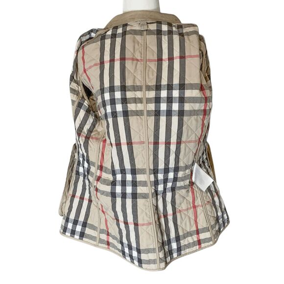 Burberry Brit Women’s Small Beige Quilted Jacket Nova Check Cuffs Classic Coat - Picture 5 of 13